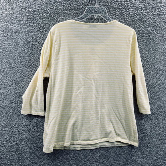 IB Diffusion Women Top Extra Large Yellow White Stripe Pullover 3/4 Sleeve Shirt - Picture 2 of 9